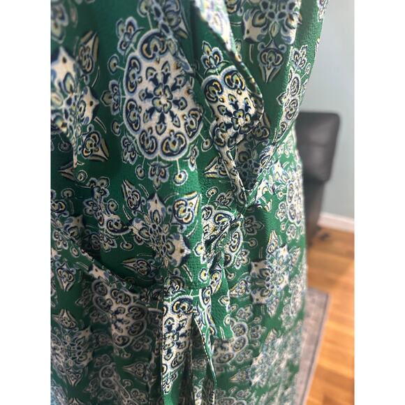 Max Studio Green Floral Ruffle Wrap Dress – Sleeveless - Picture 2 of 7